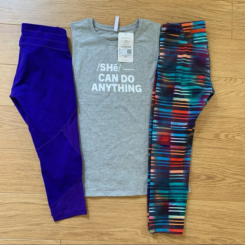 NWT ATHLETA FABLETICS MICAH TANK MESH‎ SONAR LEGGINGS BUNDLE 💕 yoga